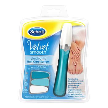 Scholl Velvet smooth elektrický pilník na nechty 1ks + 3 náhradné hlavice a baterky