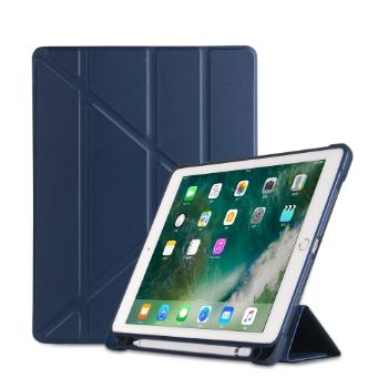 LEATHER Zaklápací obal Apple iPad 9.7 (2018 / 2017) / tablet Air (1 / 2) tmavomodrý