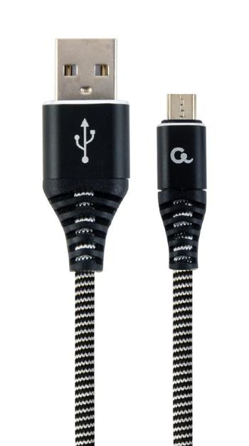 GEMBIRD CABLEXPERT Kábel USB 2.0 AM na MicroUSB (AM/BM), 1m, opletený, čierno-biely, blister, PREMIUM QUALITY