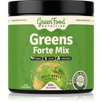 GreenFood Nutrition Greens Forte Mix prášok na detoxikáciu organizmu a podporu imunity príchuť Juicy Apple 240 g