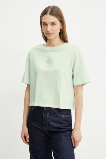 Bavlnené tričko Armani Exchange dámske, zelená farba, XW000102 AF10359