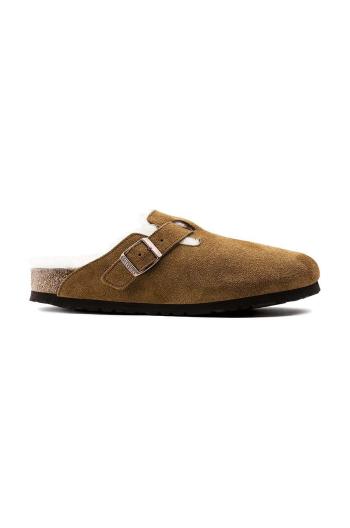 Semišové papuče Birkenstock Boston hnědá barva, 1001141