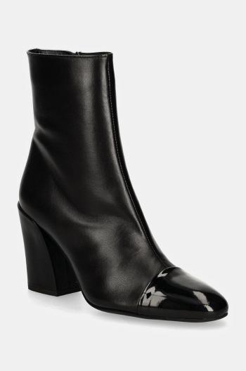 Kožené členkové topánky Furla Essential Ankle Boot dámske, čierna farba, na podpätku, YI65FNU NE0000 O6000