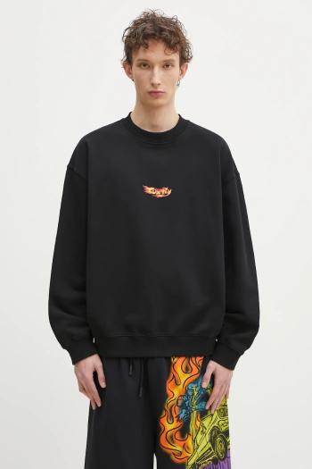 Bavlnená mikina Marcelo Burlon County Flame Boxy Crewneck Black Red pánska, čierna farba, s potlačou, CMBA09CS25FLE0051025