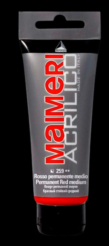 MAIMERI ACRILICO - Akrylové farby 259 - permanent red medium, 0,2 L