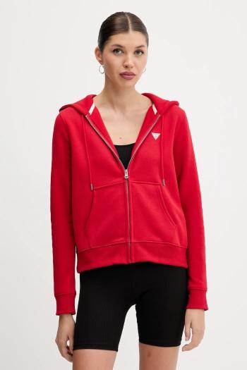 Mikina Guess Jeans červená farba, s kapucňou, jednofarebná, W4YQ03 KC811
