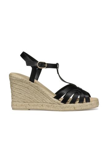 Kožené espadrilky Geox D GELSA čierna farba, na kline, D55TPA 00043 C9999