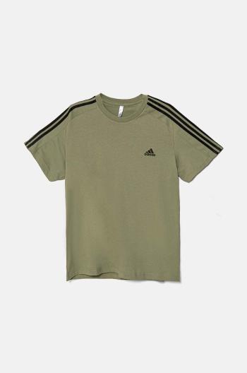 Bavlnené tričko adidas Essentials pánske, zelená farba, s nášivkou, JE0346