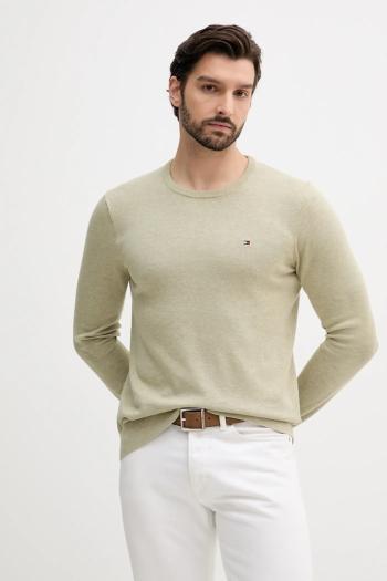 Bavlnený sveter Tommy Hilfiger zelená farba, ľahký, MW0MW39999