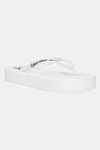 Šľapky Calvin Klein Jeans BEACH SANDAL FLATFORM TPU dámske, biela farba, na platforme, YW0YW01830