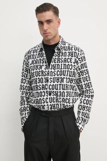 Bavlnená košeľa Versace Jeans Couture pánska, biela farba, regular, s klasickým golierom, 77GAL2R0 NS469