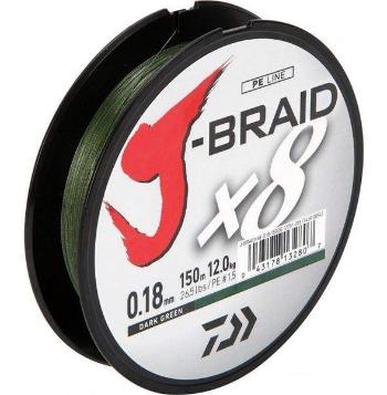 Daiwa splietaná šnúra j-braid dark green 300 m-priemer  0,10 mm / nosnosť 6 kg