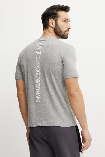 Bavlnené tričko EA7 Emporio Armani pánske, šedá farba, s potlačou, AF10375.7M000567