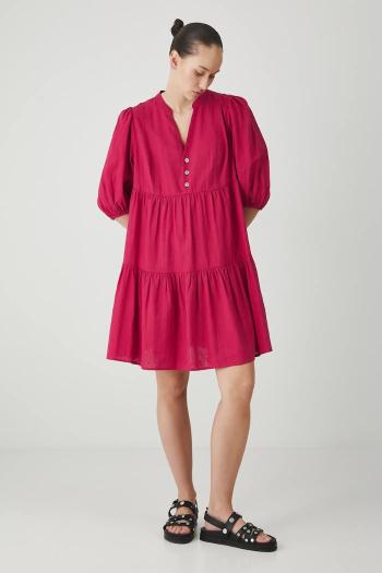Ľanové šaty Medicine červená farba, mini, oversize