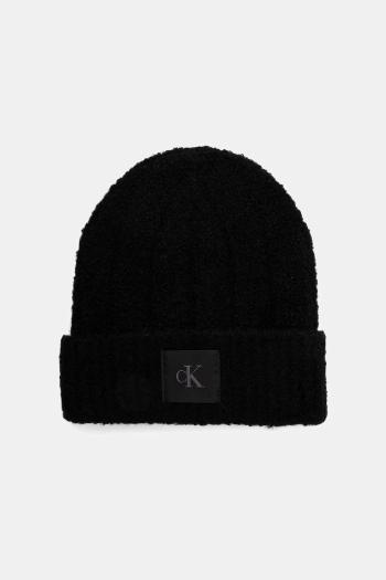 Vlnená čiapka Calvin Klein čierna farba, LV04D8065G