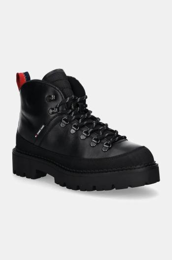 Topánky Tommy Jeans TJM HIKING BOOT WL pánske, čierna farba, EM0EM01491
