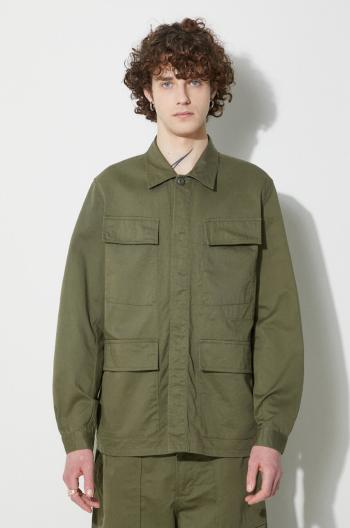Bunda Universal Works Mw Fatigue Jacket pánska, zelená farba, regular, s klasickým golierom, 166.LIGHT.OLIVE