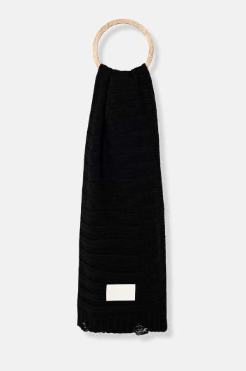 Vlnený šál MM6 Maison Margiela čierna farba, s nášivkou, S52TE0054.M13040