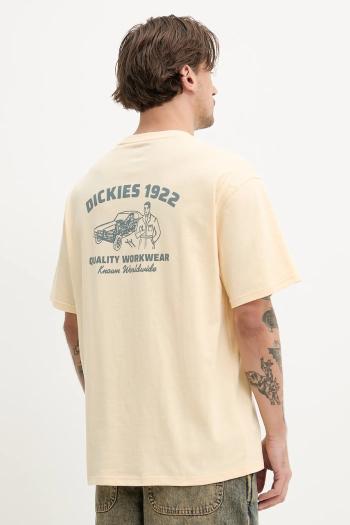 Bavlnené tričko Dickies pánske, žltá farba, s potlačou, DK0A4Z96K531