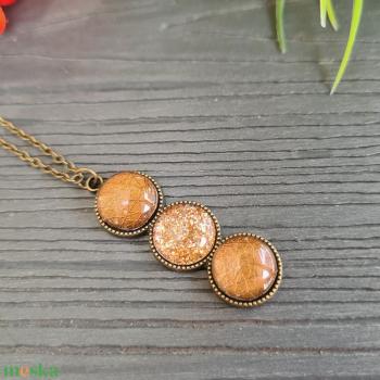 Sötét bronz - csillogó arany - bronz pötty nyaklánc