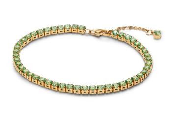 Pandora Tenisový pozlátený náramok so zelenými zirkónmi Timeless Shine 561469C02 18 cm