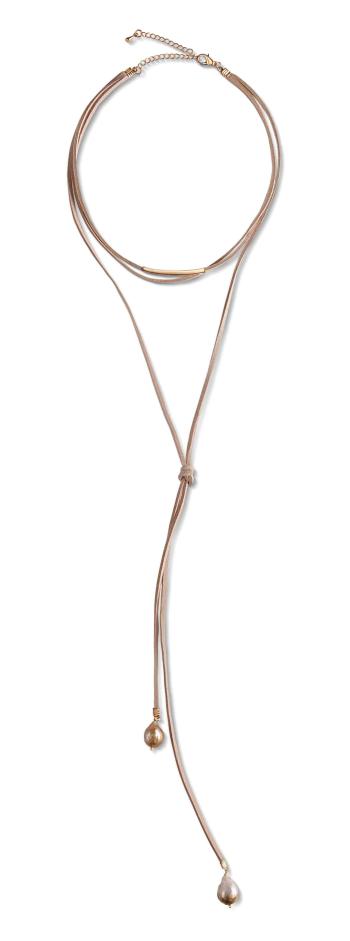 JwL Luxury Pearls Dlhý kožený náhrdelník s pravými barokovými perlami JL0634
