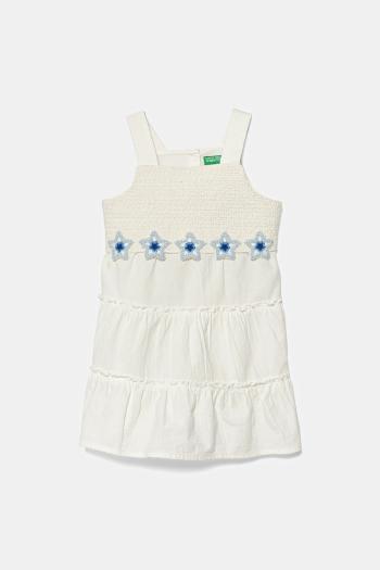 Dievčenské bavlnené šaty United Colors of Benetton biela farba, midi, áčkový strih, 47JKGV02F