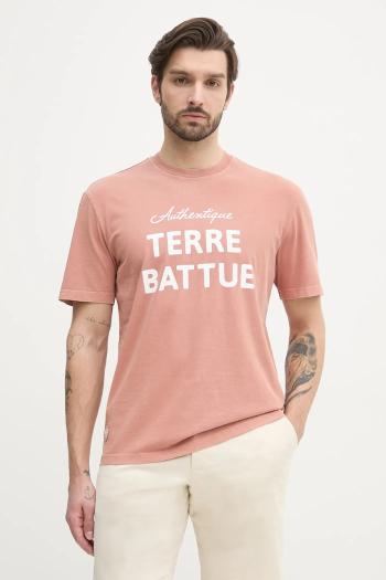 Bavlnené tričko Lacoste pánske, oranžová farba, s potlačou, TH0356