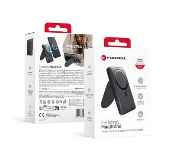 Forcell F-energy F10K2 MagSafe kompatibilis power bank / Power bank / külső akkumulátor, fekete (PD QC3.0 5A/20W/10 000 mAh)