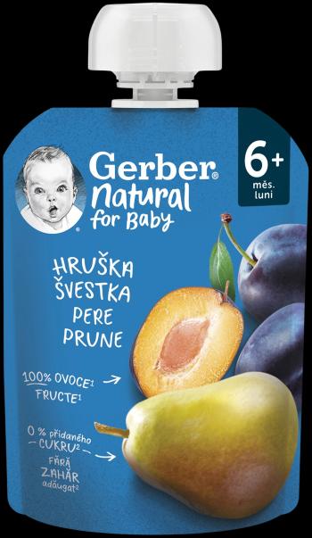 GERBER Natural vrecko hruška a slivka 6m+ 90 g