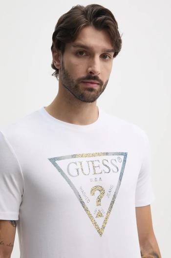 Tričko Guess pánske, biela farba, s potlačou, M4BI35.J1314