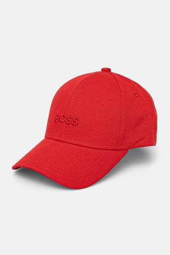 Bavlnená šiltovka BOSS červená farba, s nášivkou, 50519889