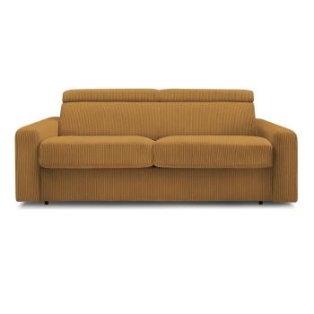 Mustársárga kordbársony kinyitható kanapé 215 cm Monaco – Bobochic Paris