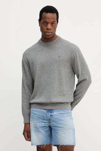 Bavlnený sveter Calvin Klein Jeans šedá farba, ľahký, LV04RC309G