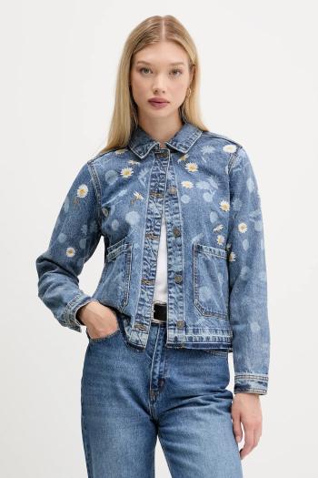 Rifľová bunda Desigual DAISY modrá farba, prechodná, 25WWED15