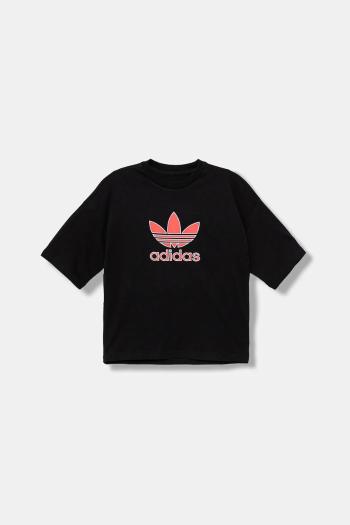 Detské bavlnené tričko adidas Originals čierna farba, s potlačou, JV7777