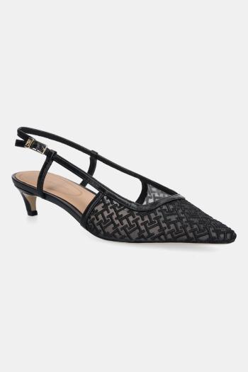 Lodičky Tommy Hilfiger MONO SQUARED TOE KITTEN SLINGB čierna farba, FW0FW08746