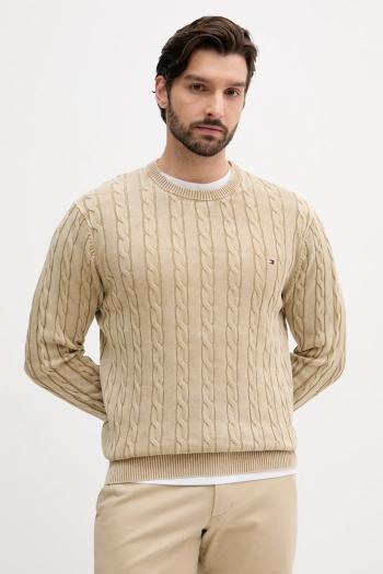 Bavlnený sveter Tommy Hilfiger zelená farba, ľahký, MW0MW39524