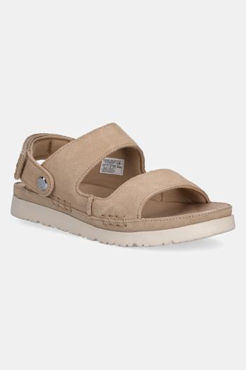 Detské semišové šľapky UGG GOLDENSTAR GLIDE béžová farba, 1166713K