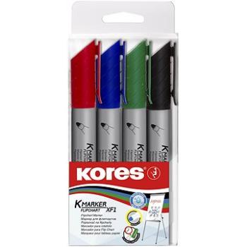 KORES K-MARKER na flipcharty, guľatý hrot – sada 4 farieb (21344)