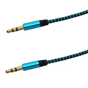 MOBILNET DAD-0031-AUX-JACKX TEXTILNY AUX KABEL 2X3.5MM, MODRO CIERNY