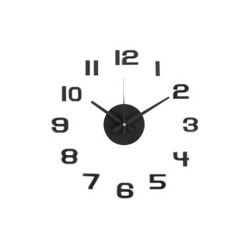 Karlsson 6001BK dizajnové samolepiace hodinyčierne, priemer 40 cm