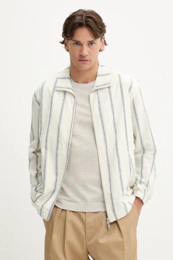 Bavlnená bunda Les Deux Stanley béžová farba, prechodná, oversize, 1000131