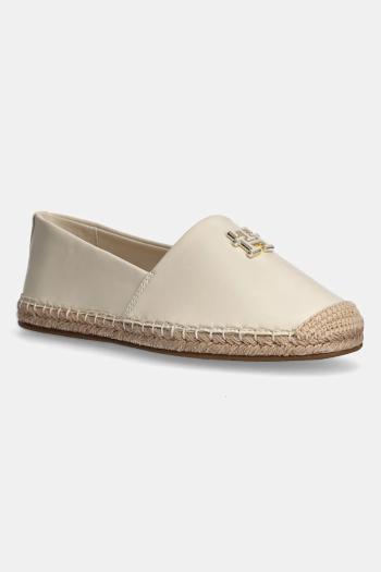 Kožené espadrilky Tommy Hilfiger TH LOGO LEATHER ESPADRILLE béžová farba, FW0FW08540