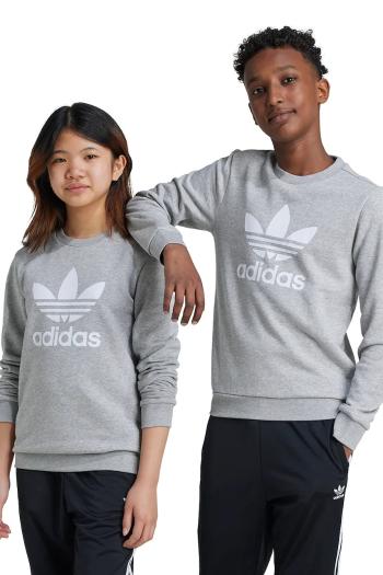 Detská mikina adidas Originals TREFOIL CREW šedá farba, s potlačou, IY7436