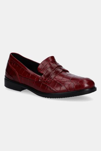 Kožené mokasíny Ecco Dress dámske, červená farba, na plochom podpätku, 209803-01065