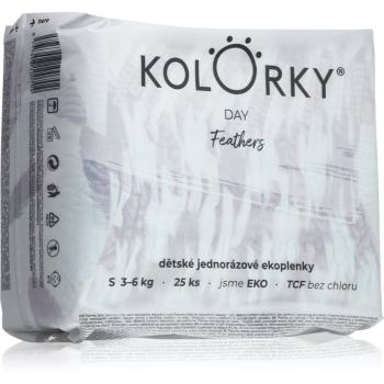 Kolorky Day Feathers jednorazové EKO plienky veľkosť S 3-6 Kg 25 ks