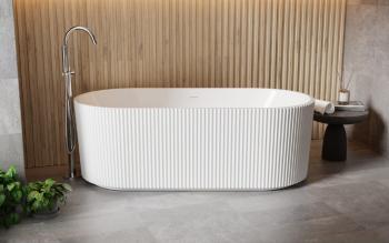 BESCO Volně stojící vana GIULIANA bílá, sifon se štěrbinovým přepadem Barva Bílá, Barva sifonu Grafitová, Rozměr vany 150 × 75  VANGIU150WNG