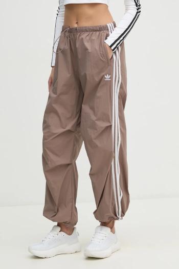 Nohavice adidas Originals Adicolor dámske, hnedá farba, vzorované, JD3126