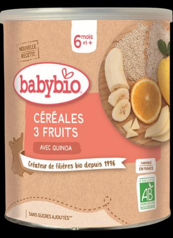BABYBIO nemliečna ovocná kaša (3 druhy ovocia) 220 g